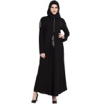 Black Embroidered Flared Girls Stylish Abaya