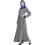 Grey Coloured Latest Design Pleated Zipper Abaya