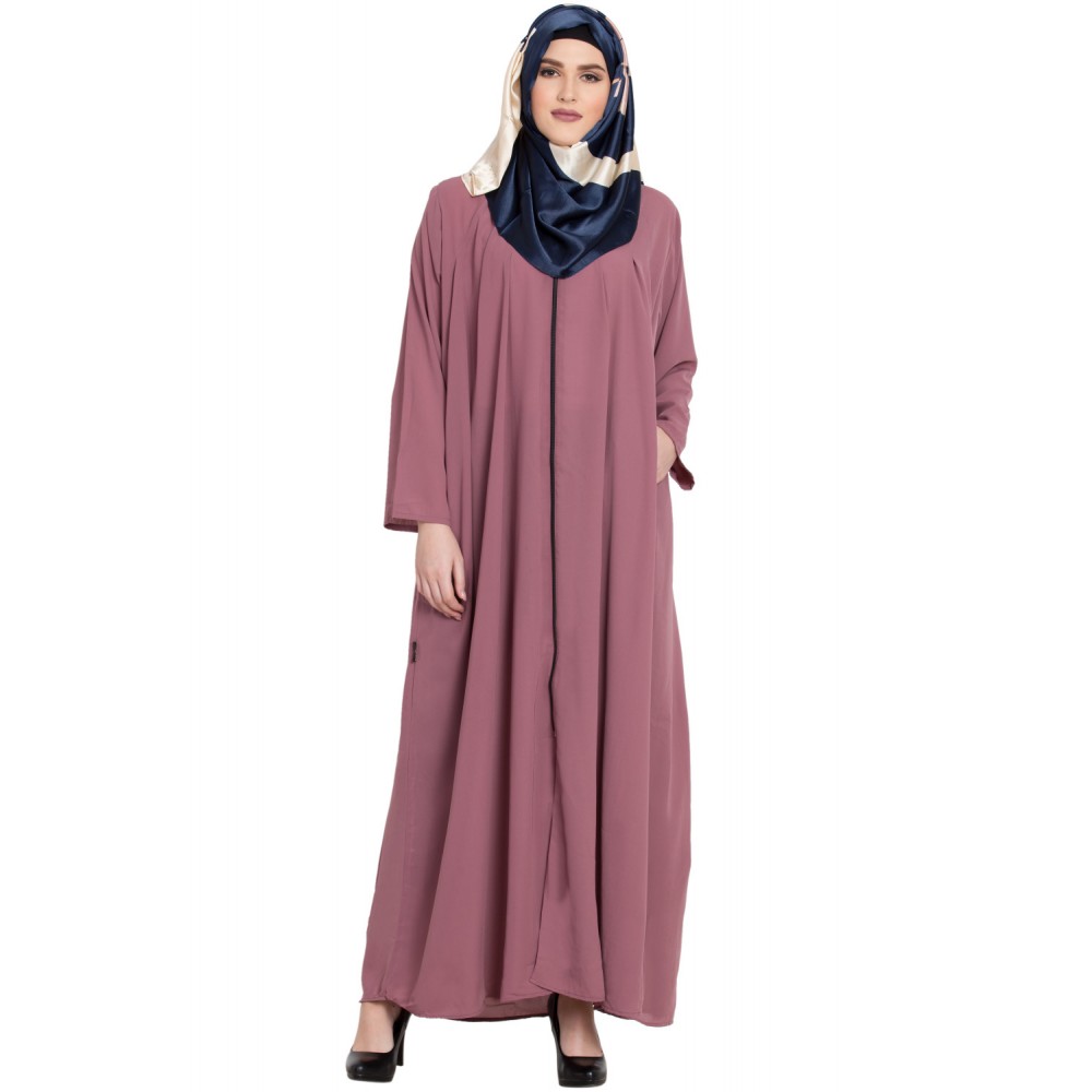 Mouve Zipper Abaya For Stylish Women