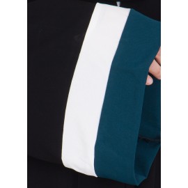 Black, White & Teal Green Combo Front Open Abaya