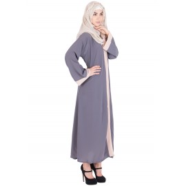 Grey and Cream Abaya