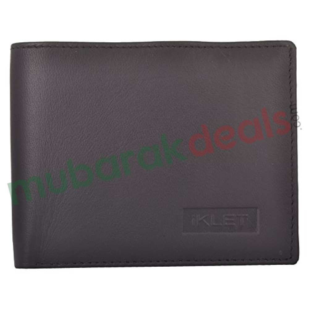 iKLET Black Men's Bi-Fold Leather Wallet