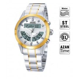 Al Harameen White Gold Plated Azan Watch HA-6102 WG