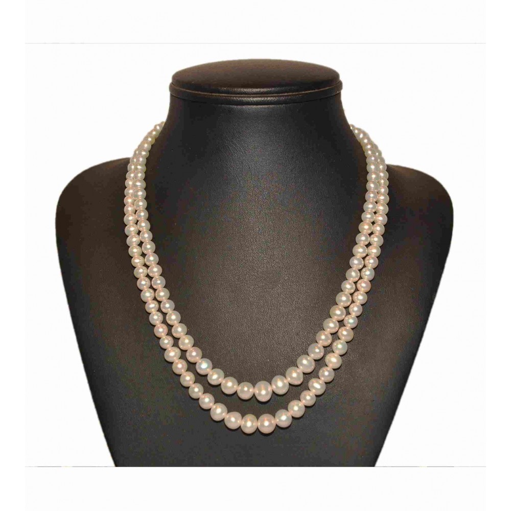 Two line White Pearls set