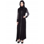 Black abaya with white print