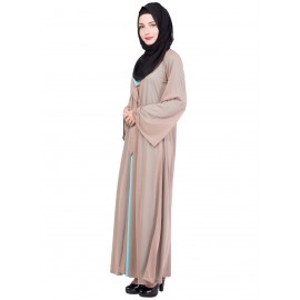 Double layered beige colour abaya