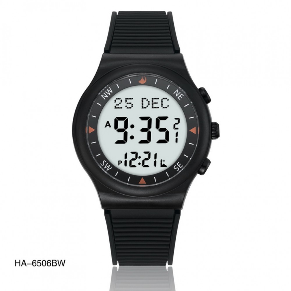 Al Harameen Digital Azan Sports Watch With Automatic Qibla Compass HA-6506BW