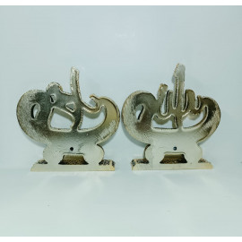 Crystal-Coated Silver Allah and Muhammad Statue Set - Islamic Table Decor