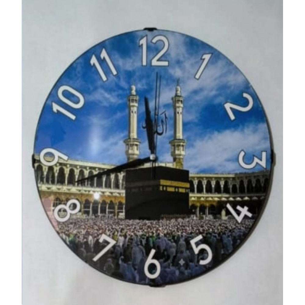 Islamic Wall Clock with Allah and Kaaba Image