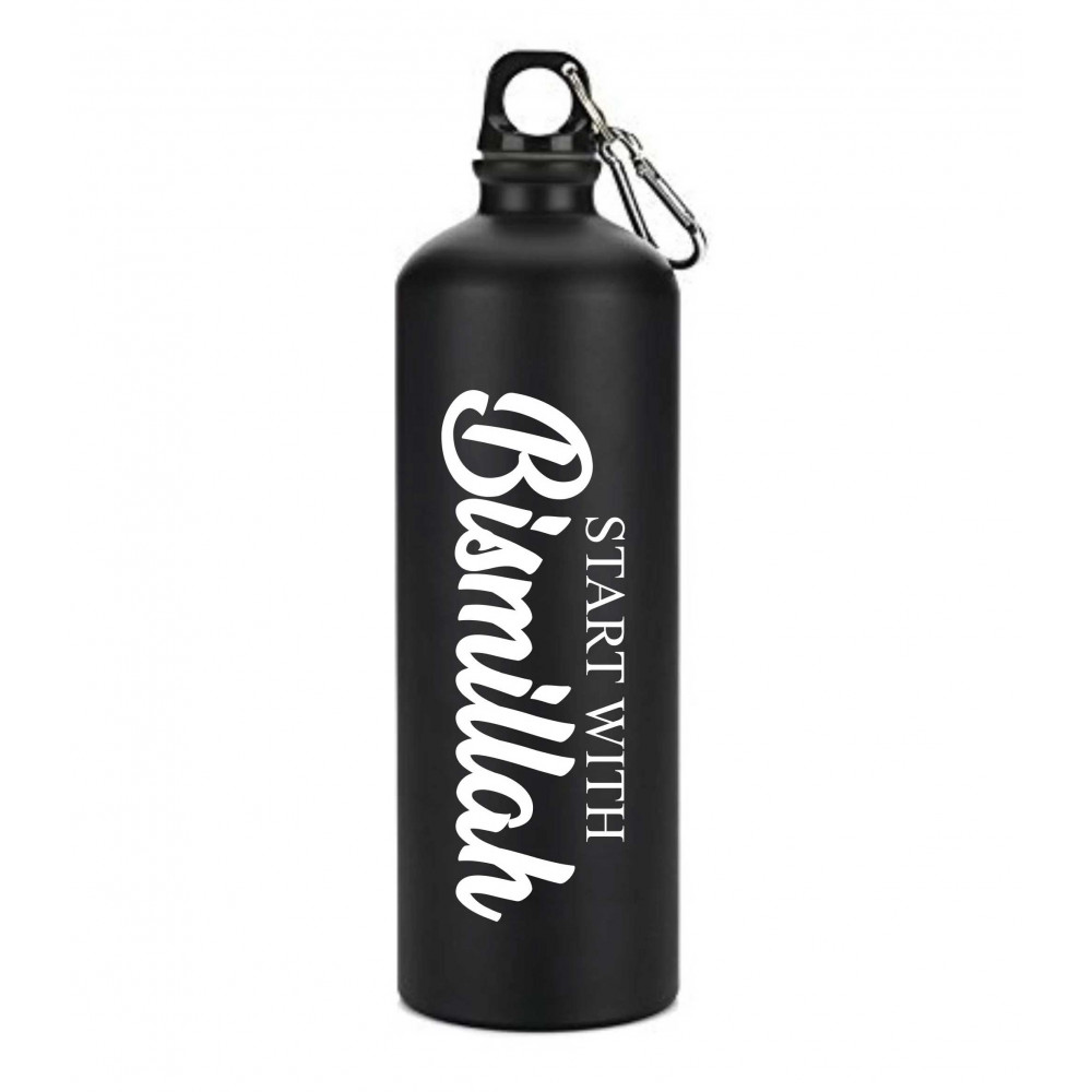 Start with Bismillah Black Premium Water bottle Engraved