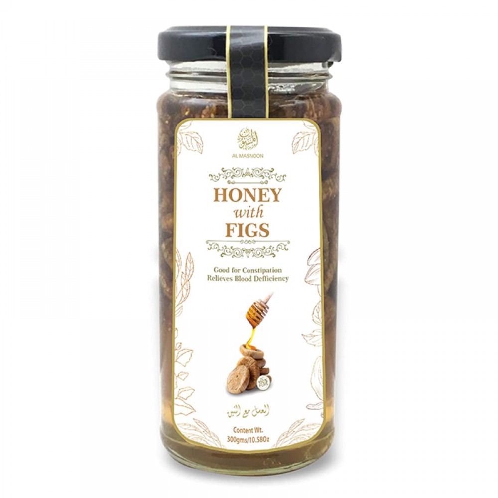 AL MASNOON Honey with Figs | Raw Organic Honey Unprocessed Unfiltered Unpasteurized Natural Honey with Fig (300 GMS)