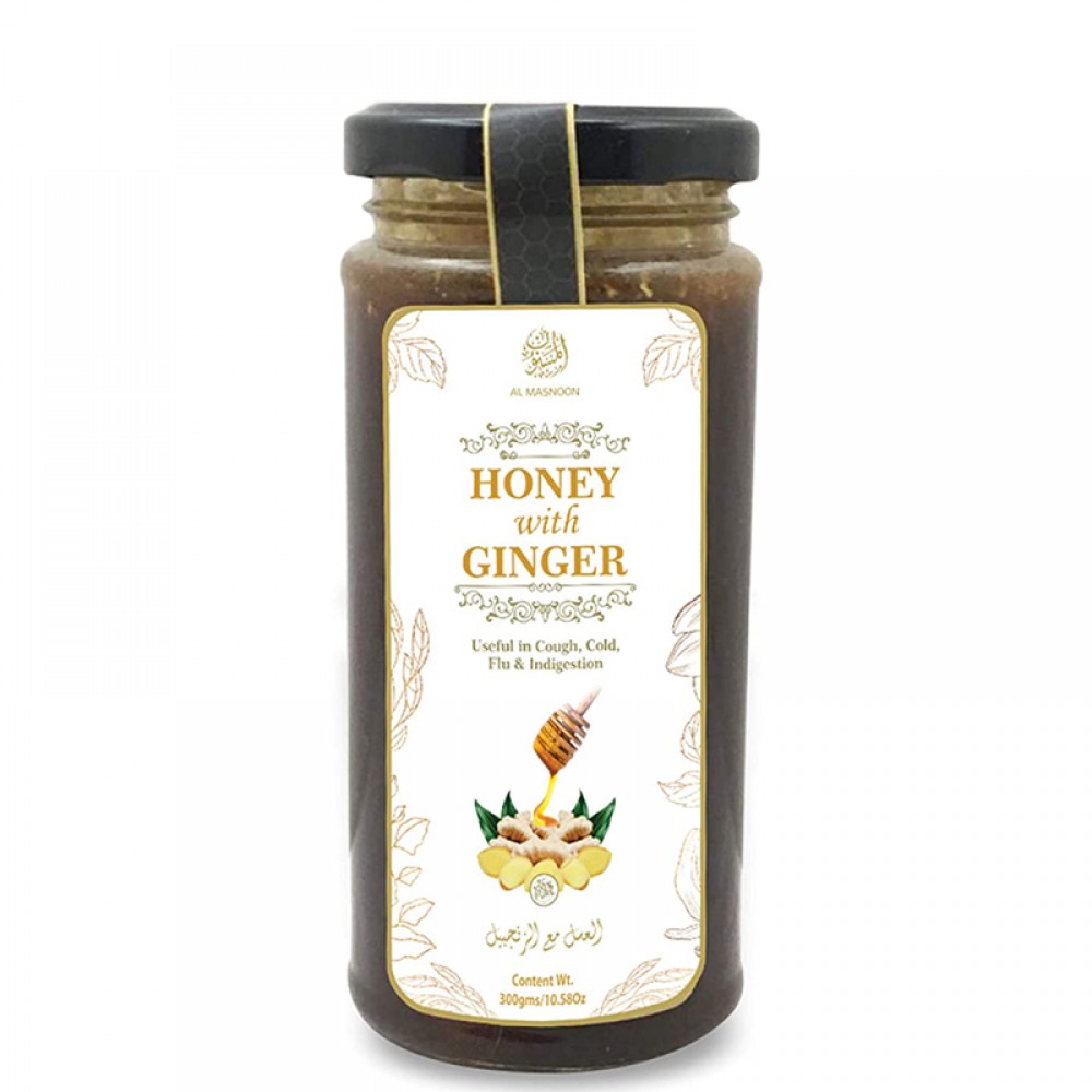 AL MASNOON Ginger Honey (Honey Infused with Ginger) 300 GMS 100 % Pure Honey)