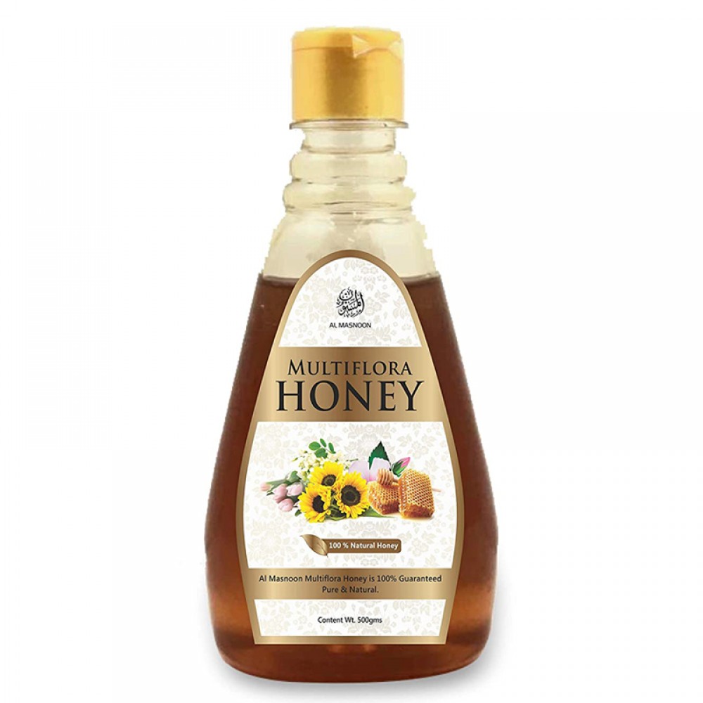AL MASNOON Multiflora Honey 500 grms – Raw Organic Honey- Natural & Pure 100%