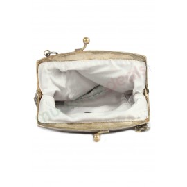 MyBatua Sophie Grey Whole Beaded Brass Frame Wedding Handbag