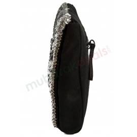 MyBatua Madeline Black and Silver Clutch Bag