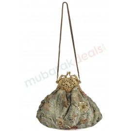 MyBatua Genesis Brass Frame Olive Green Vintage Style Handbag