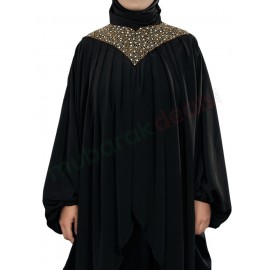 MyBatua Sehr Hand Embroidered Black Kaftan Abaya