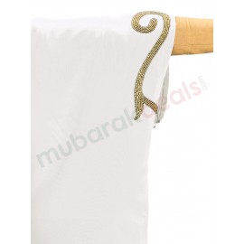 MyBatua Nayyab Hand Embroidered White Kaftan