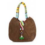 MyBatua Allison Brown Suede Leather Embroidered Handle Bag