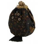 MyBatua Ashley Black Pouch Shape Brass Frame Handbag