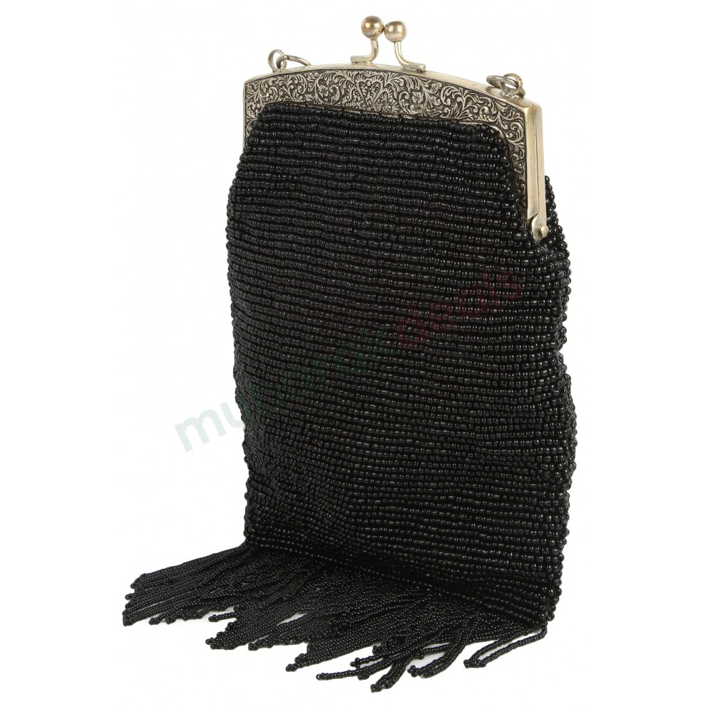 MyBatua Bella Black Whole Beaded Brass Frame Bridal Handbag