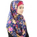 MyBatua Faryat Blue Floral Print Crepe Hijab