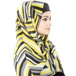 MyBatua Fatim Yellow & Black Printed Georgette Hijab