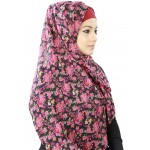 MyBatua Zahwah Pink Floral Print Crepe Hijab