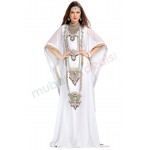 MyBatua Designer Stylish And Elegant White Embroidered Arabian Kaftan
