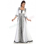 MyBatua Extraordinary White & Black Color Jacket Style Moroccan Abaya Dress