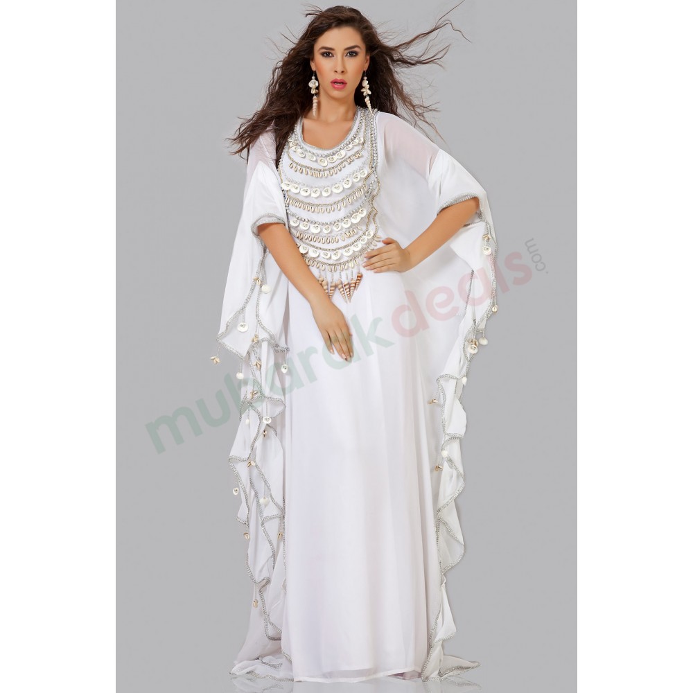 MyBatua Glamorous White Arabian Designer Kaftan