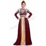 MyBatua Maroon and Beige color Exclusive Kaftans-Silk Designer Abaya