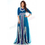 MyBatua Splendorous Azure Blue Jacket Style Moroccan Abaya