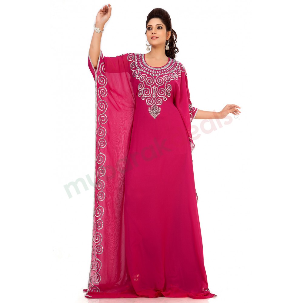 MyBatua Supercool Pink Color Designer Arabic Caftan Dress