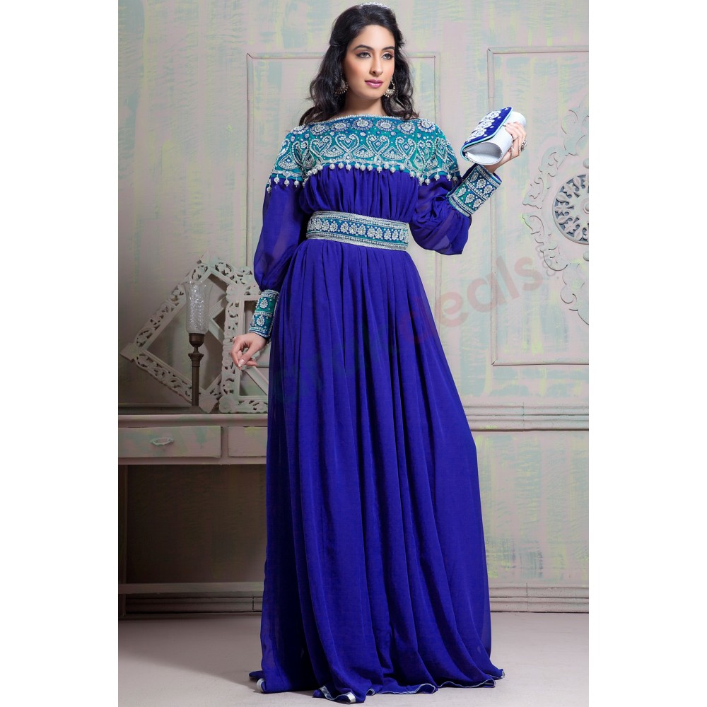 MyBatua Tantalizing Blue color Maxi Full sleeve Abaya dress