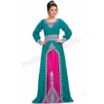 MyBatua Trendy Glamorous Blue & Pink Muslimah Wear Abaya