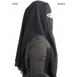 MyBatua 3 Layers Niqab In Black Georgette