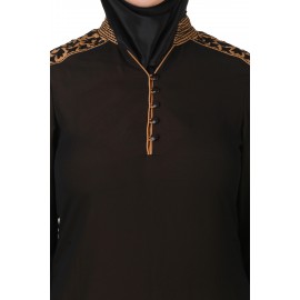MyBatua Nuriyah Black-Beige Georgette & Crepe Tunic